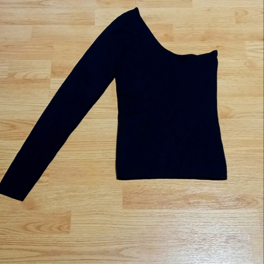 Dynamite Black Ribbed Knit One Shpulder Top